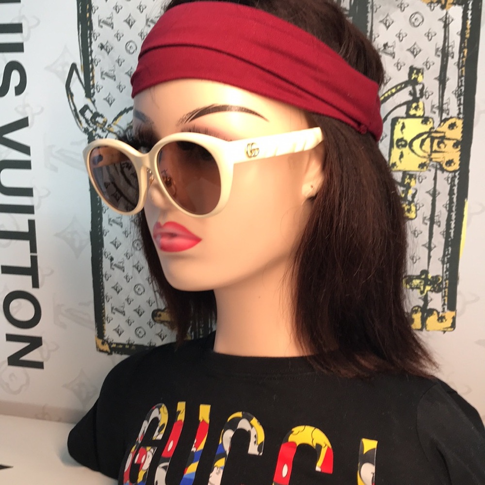 New ✨ Authentic Gucci GG0814SK 002 Sunglasses – Ivory Frame with Brown Lenses ✨ - Picture 4 of 14